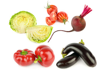 Fresh Assorted Vegetables on White Background