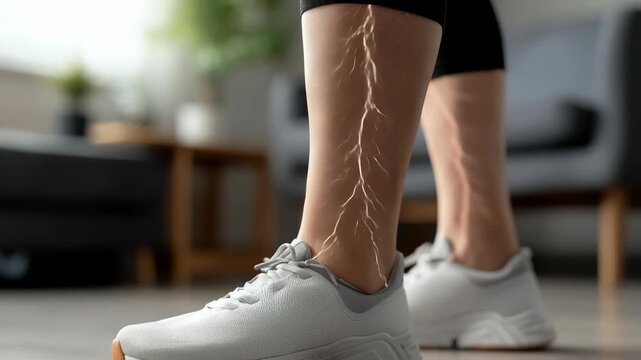 Leg sensation: nerve impulse, tingling signal, varicose discomfort, muscle fatigue, circulation issue, restless feeling, vascular symptom, skin reaction, goosebump trigger, subtle pressure.