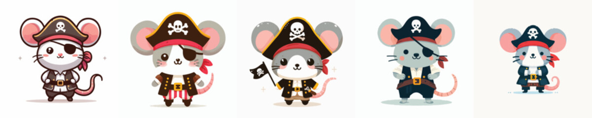 cute mouse vector in pirate costume