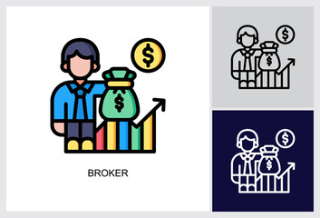 Fototapeta premium Broker icon Multi Style Vector Illustration 