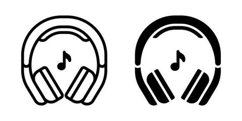 Music icon Set. Music icon Set. A minimalist illustration of headphones with a musical note icon. Great for music, audio or entertainment related design.
