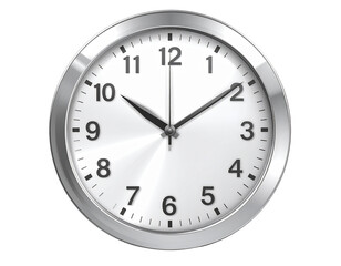 Minimalist Silver 3D Clock  Digital Icon PNG Isolated