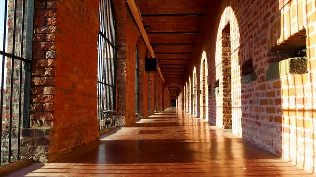 colonial cellular jail kala pani historic corridor architecture lit with sunlight