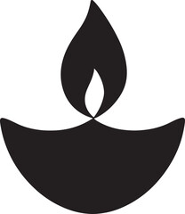 Stylized diya silhouette vector, perfect for festivals, celebrations, and decorative designs.