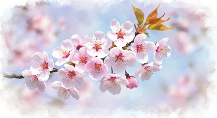 Obraz premium Watercolor Cherry Blossom Dream
