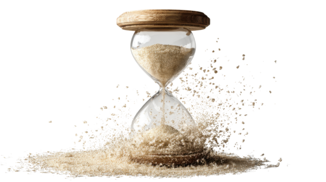 A single hourglass with sand isolated on white background 