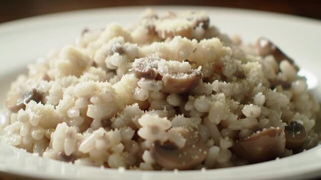 Creamy mushroom risotto dish