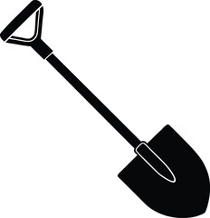 Portable shovel folding spade silhouette vector art illustration