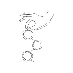 hand drawn doodle hands put coins illustration in continuous line art style vector isolated