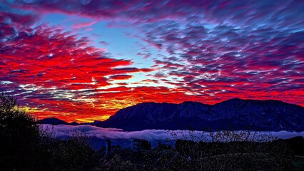 sunset over the mountains