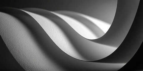 Obraz premium Minimalist abstract black and white waves with textured paper surface, light, and shadow creating elegant flowing depth in design