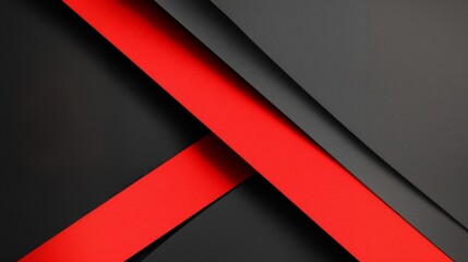 Abstract red and black paper layered background with diagonal geometric design, modern contrast for branding, poster, or digital artwork