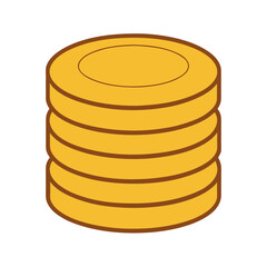 Stack of gold coins illustration with transparent background