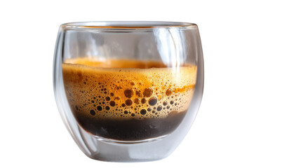 A single glass of coffee isolated on white background 