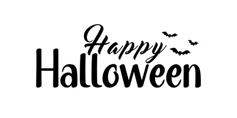 Happy Halloween hand drawn lettering vector illustration.