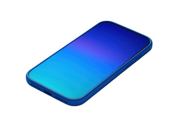 Blue smartphone perspective with gradient screen displayed against a transparent background