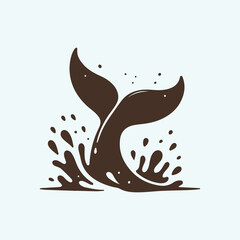 whale tail breaching surface with splash vector silhouette clip art logo design illustration