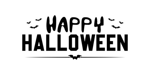 Happy Halloween hand drawn lettering vector illustration.