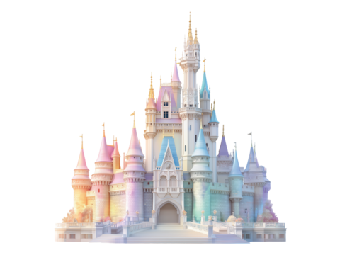  pastel rainbow castle a fairytale dreamland a magical place isolated on transparent background, Clipart png