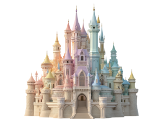  pastel rainbow castle a fairytale dreamland a magical place isolated on transparent background, Clipart png