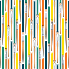 Seamless pattern with brushes for painting. Colored vector background.