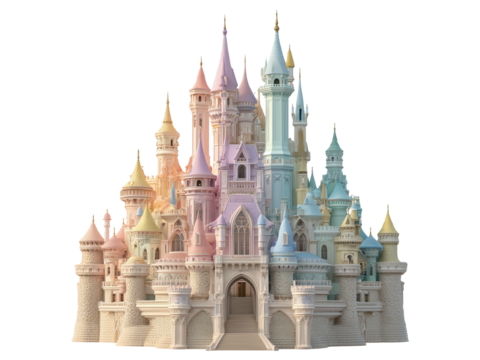  pastel rainbow castle a fairytale dreamland a magical place isolated on transparent background, Clipart png