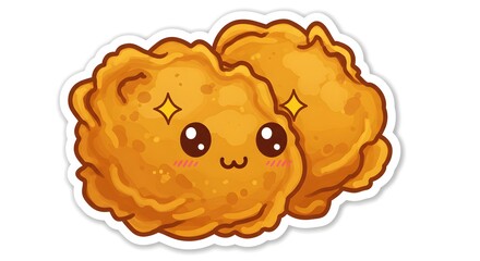 Cute pakora fritter with sparkle eyes, sticker