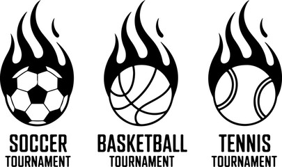 Flaming Sports Tournament Vector Icons Bundle