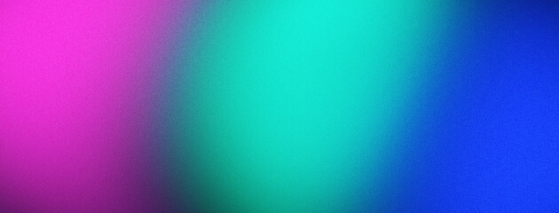 Futuristic dark green and pink glowing grainy gradient shape on black background, noisy texture abstract banner poster header design