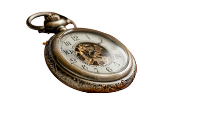 A single antique pocket watch isolated on white background 