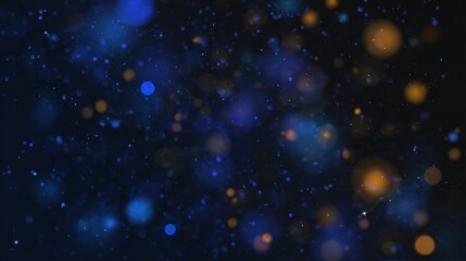 Obraz premium Blue and gold bokeh lights abstract background Dark background Festive lights Sparkling effect Blurred lights