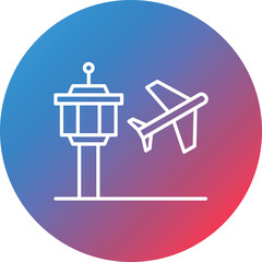 Airport Line Gradient Circle Background Icon