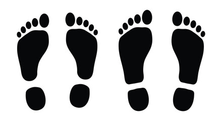 A series of black footprints illustrated on a plain white background