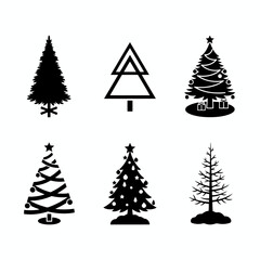 Obraz premium Vector art of christmas tree silhouette collection set of different christmas trees with gifts and decorations for holiday design