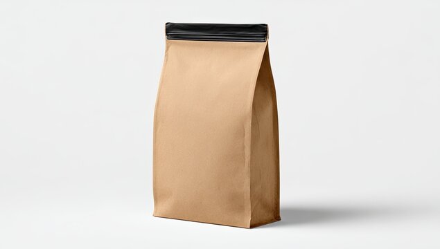 Beige paper pouch with black top