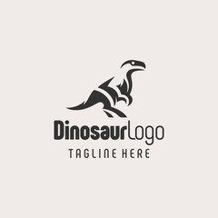 Unique Monochrome Dinosaur Logo Design