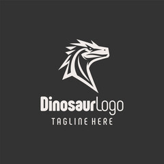 Contemporary Black White Dinosaur Emblem