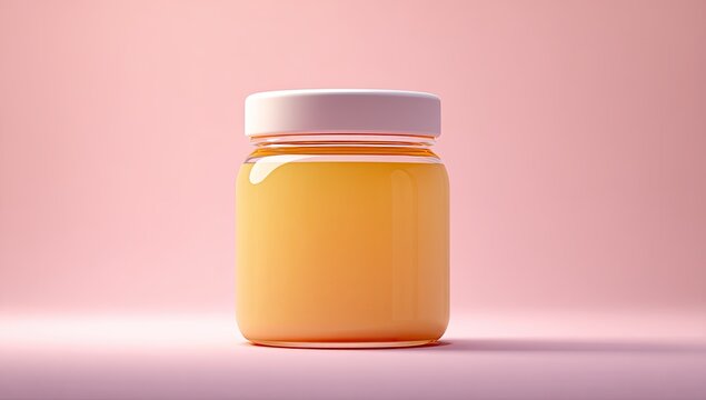 Orange juice jar on a pink background