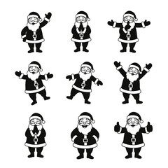 Vector art of santa claus poses christmas character with different gestures and expressions vector illustration