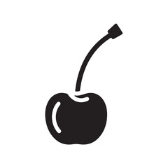 Minimalist Black Cherry Fruit Icon with Stem