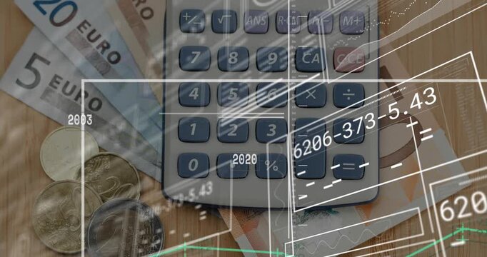 Animation starting on calculator launching frames shifting labels and mapping financial timeline