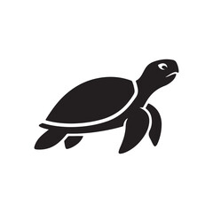 Stylized Black Sea Turtle Illustration on White Background