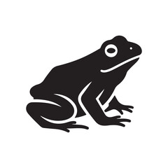 Black Frog Silhouette Illustration on White Background