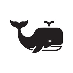 Black Silhouette Whale Icon Spouting Water
