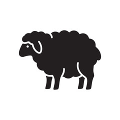 Simple Black Sheep Illustration on White Background