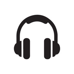 Minimalist Black Over-Ear Headphones Icon on White Background