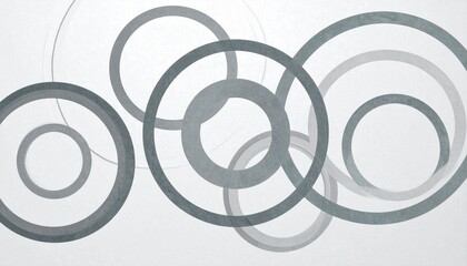Interlocking Grey Rings in a Minimalist Abstract Design on Textured Paper Background.