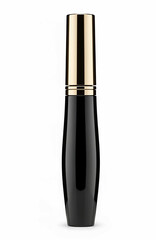 Obraz premium Elegant Black Mascara Tube with Gold Cap Glossy Finish Vertical Presentation.