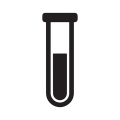 Simple Laboratory Test Tube Icon with Contained Liquid on White Background