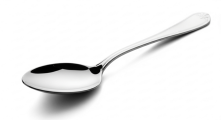 Elegant Polished Silver Spoon with Decorative Handle Detail.